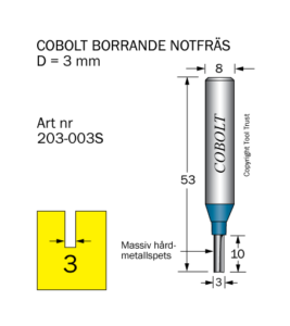 Cobolt Notfräs D=3 L=10 TL=53 S=8