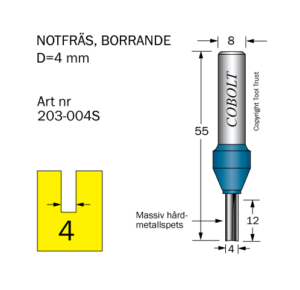 Notfräs D=4 L=12 TL=55 S=8