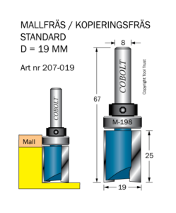 Mallfräs D=19 L=25 TL=67 S=8