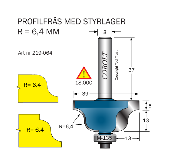 Profilfräs dubbelradie R=6.4 L