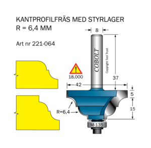 Kantprofilfräs R=6.4 L=20 F=14