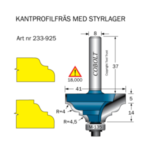 Kantprofilfräs R1=4 R2=4.5 D=4