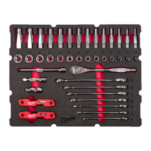 Milwaukee Spärrskaft 3/8" och Spärrnyckelsats 55del Till Verktygsvagn