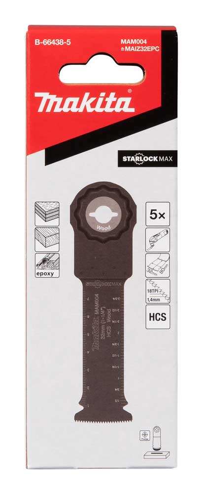 MAKITA Multiblad STARLOCK MAX fäste HCS 32 mm 5 pack B-66438-5