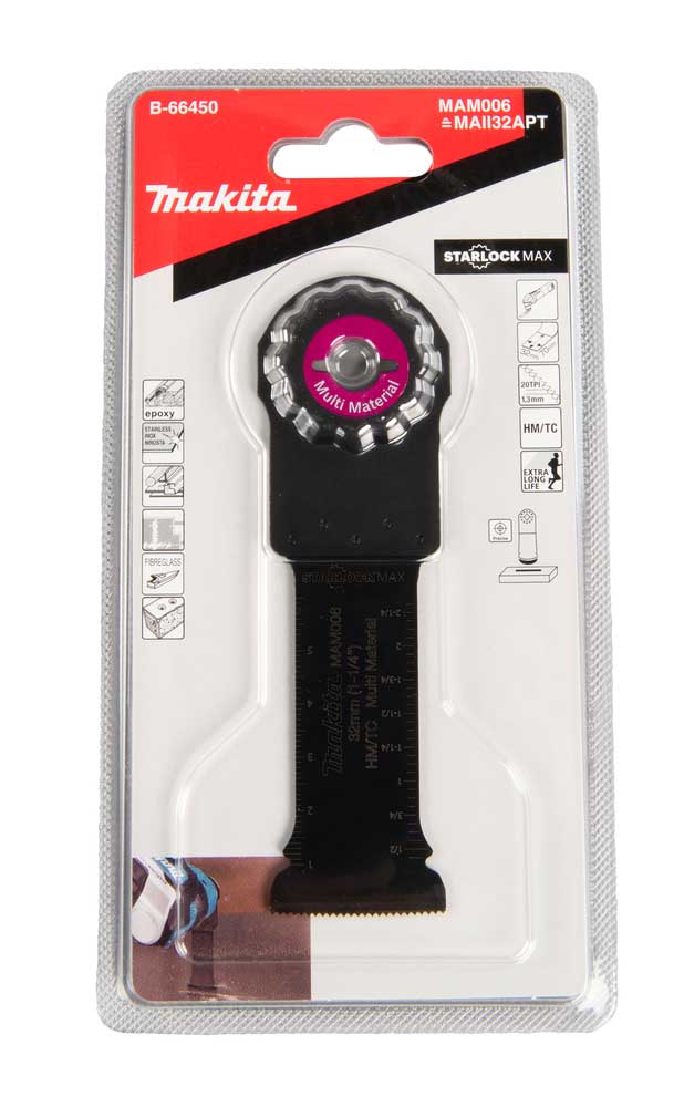 MAKITA Infällt Multiblad STARLOCK MAX fäste 32 mm B-66450