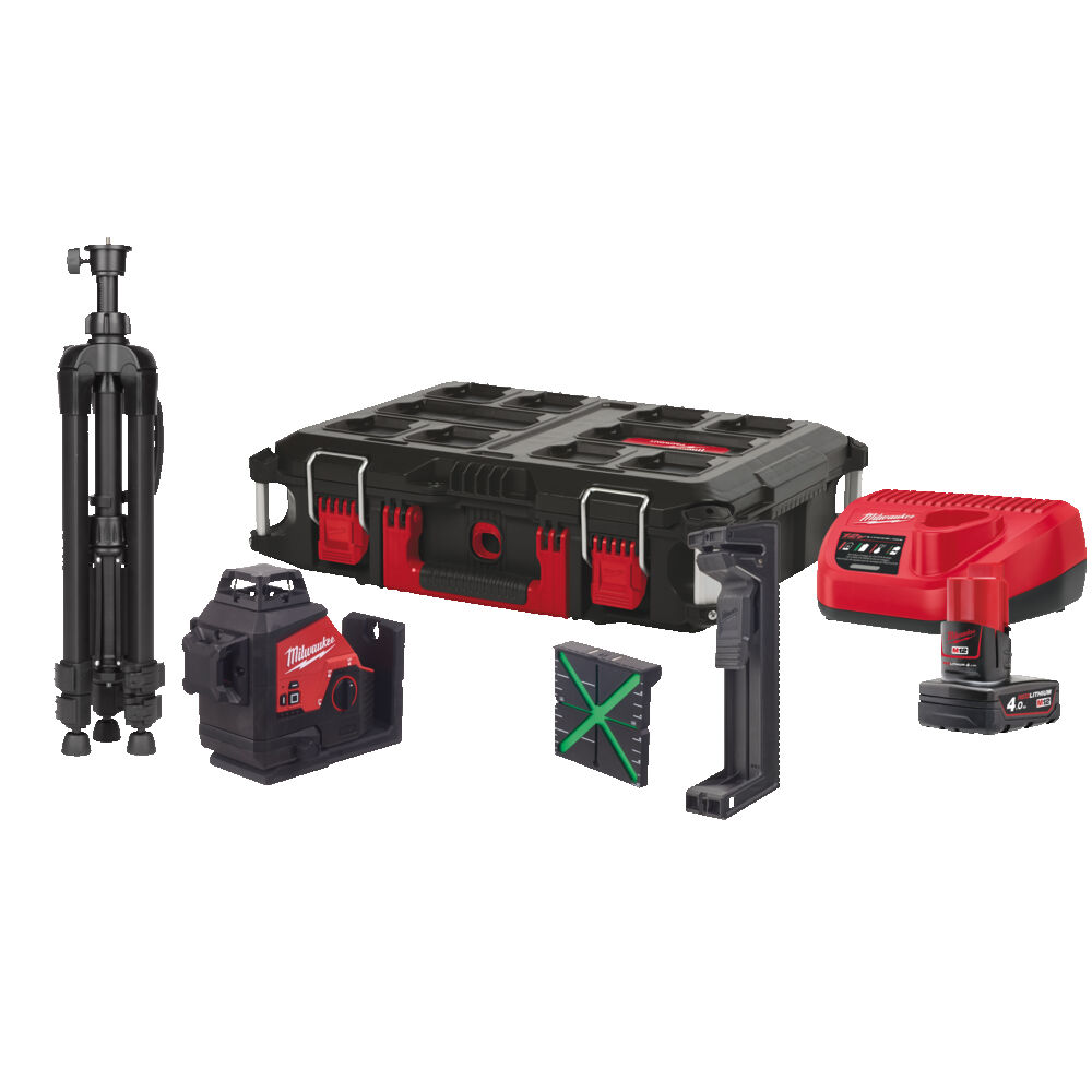 Milwaukee Grön 360° Treplanslaser M12 3PLSKIT401P