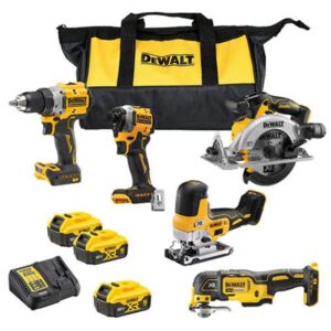DEWALT Paket 5 Verktyg Kolborstfri 18V +3 Batterier, laddare & väska.
