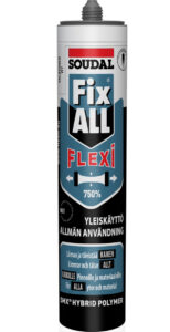 Soudal Fix ALL Flexi – elastiskt monteringslim i vit patron.