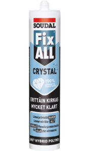 Soudal Fix ALL Crystal Tub – klart konstruktionslim för diskreta fogar.