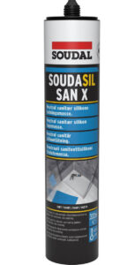 Soudal Soudasil SAN X svart 300 ml slang fogmassa.
