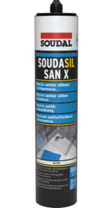 Soudasil SAN X – elastisk neutral silikonfog för bygg och våtrum.