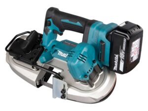 Makita DPB184Z bandsåg 18V på vit bakgrund.