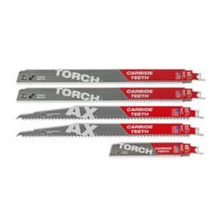 Milwaukee SAWZALL TCT tigersågbladsats 5 delar med AX CARBIDE och TORCH CARBIDE artikelnummer 49222206.
