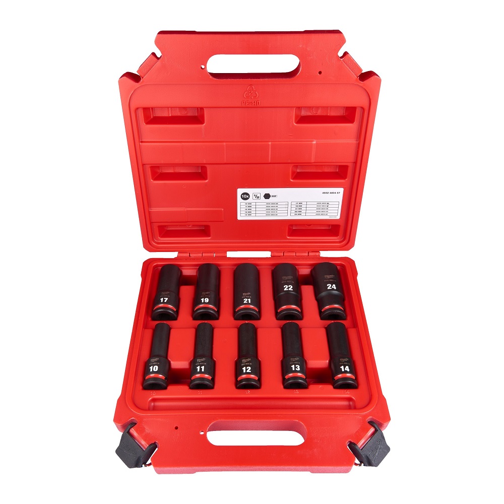 Krafthylssats ½" Lång SHOCKWAVE™ 10 delar.