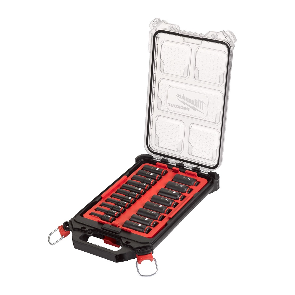 Krafthylssats 3/8" Lång 19 delar PACKOUT.
