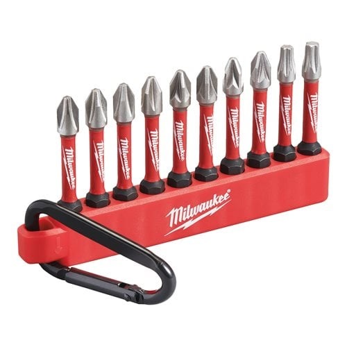 Milwaukee SHOCKWAVE Impact Duty bitssats 10 delar med karbinhake.