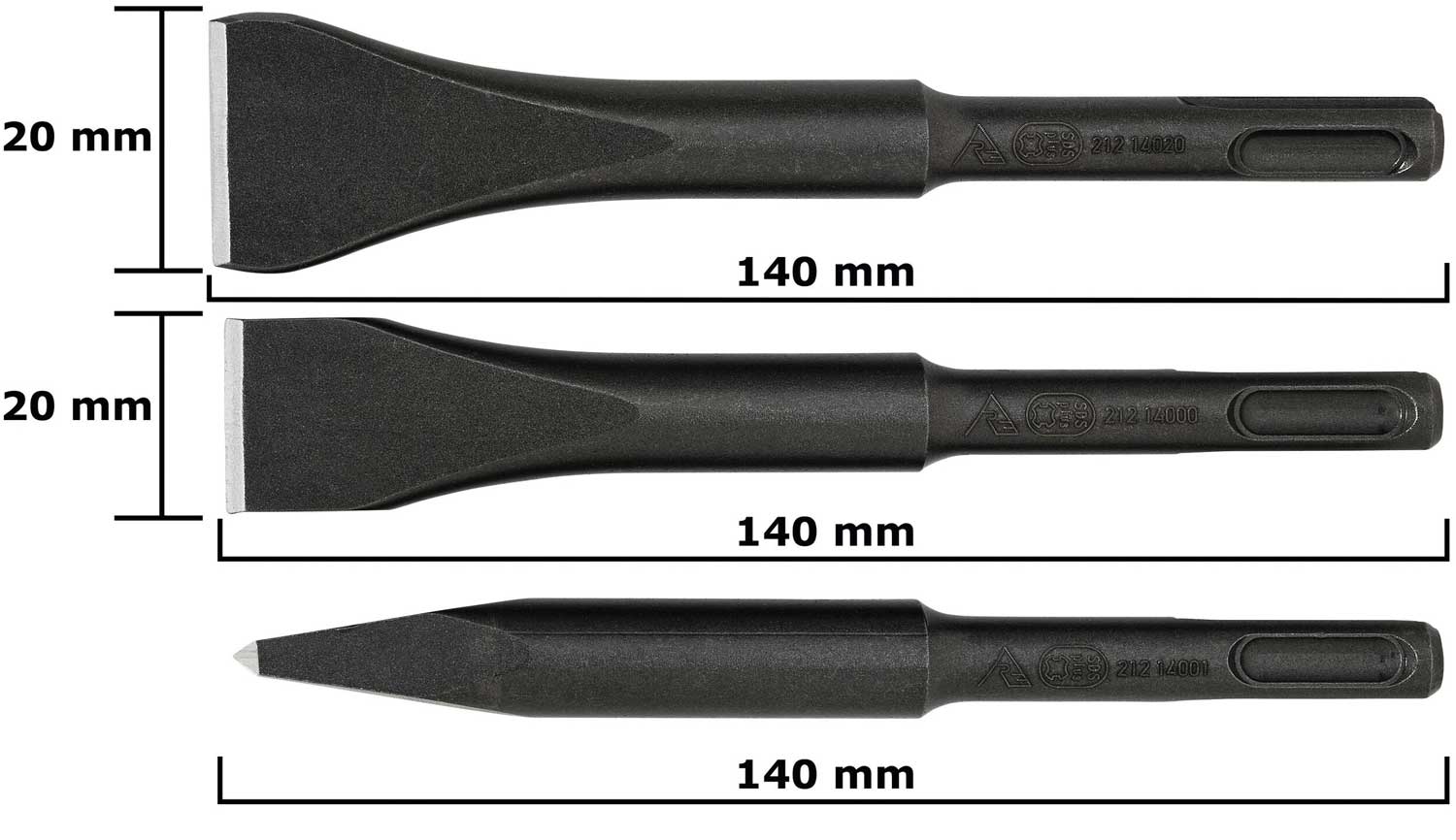 Rennsteig SDS-plus mejselset 3 delar 140mm PCS.