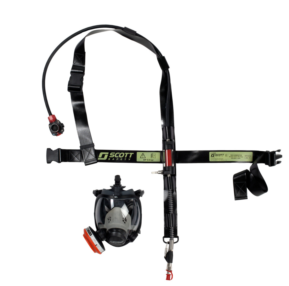 3M Scott RAS-ASB-M andningsapparat med Vision 3 RAS helmask för asbestsanering.