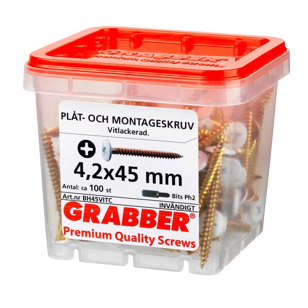 Grabber vit montageskruv 4,2 × 45 mm – 100 st - Bild 2