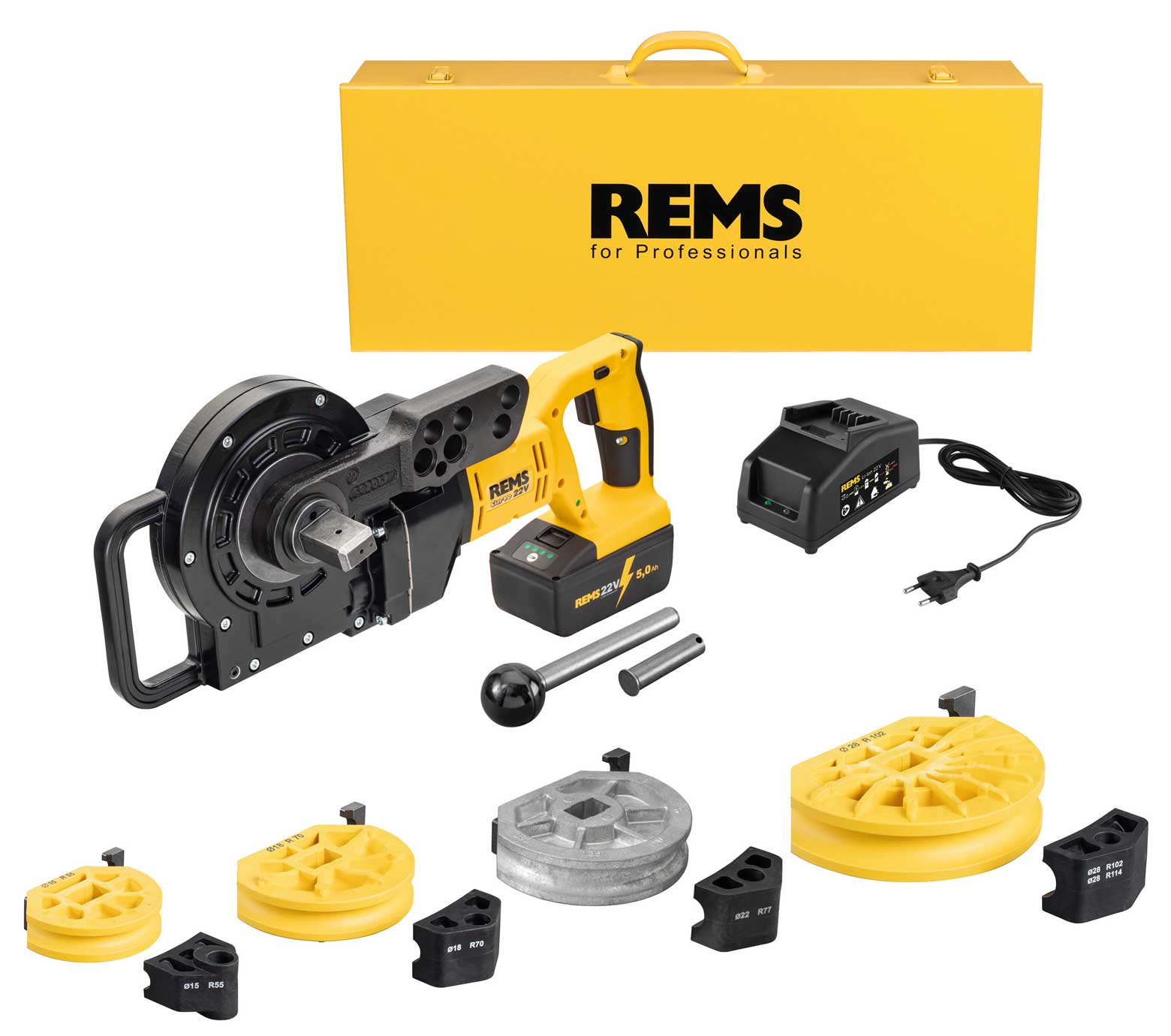 REMS Curvo 22V Set 15+18+22+28 R102 batteridriven rörbockare 580052R220.