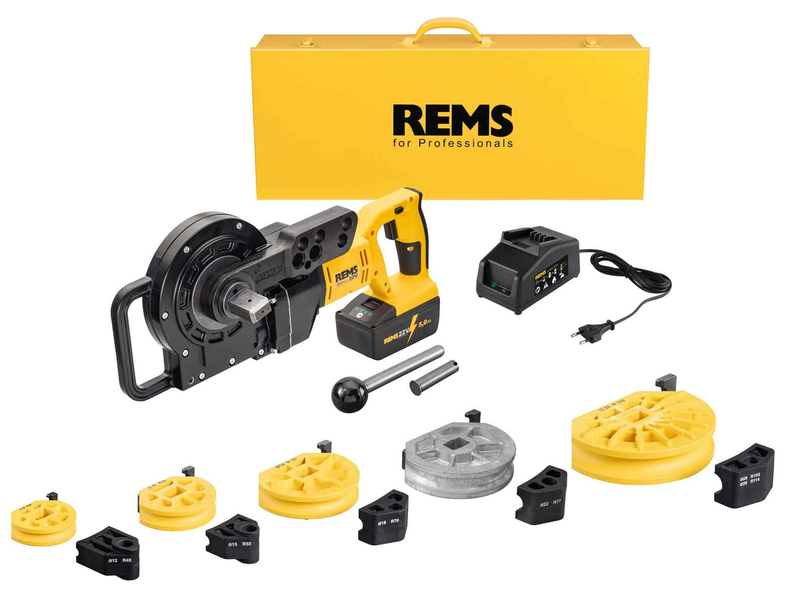 REMS Curvo 22V Set 12+15+18+22+28 R102 batteridriven rörbockare 580056R220.