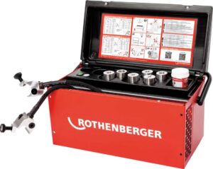 ROTHENBERGER ROFROST Turbo II R290 rörfrysmaskin 1 1/4 tum med sex reduceringsinsatser.