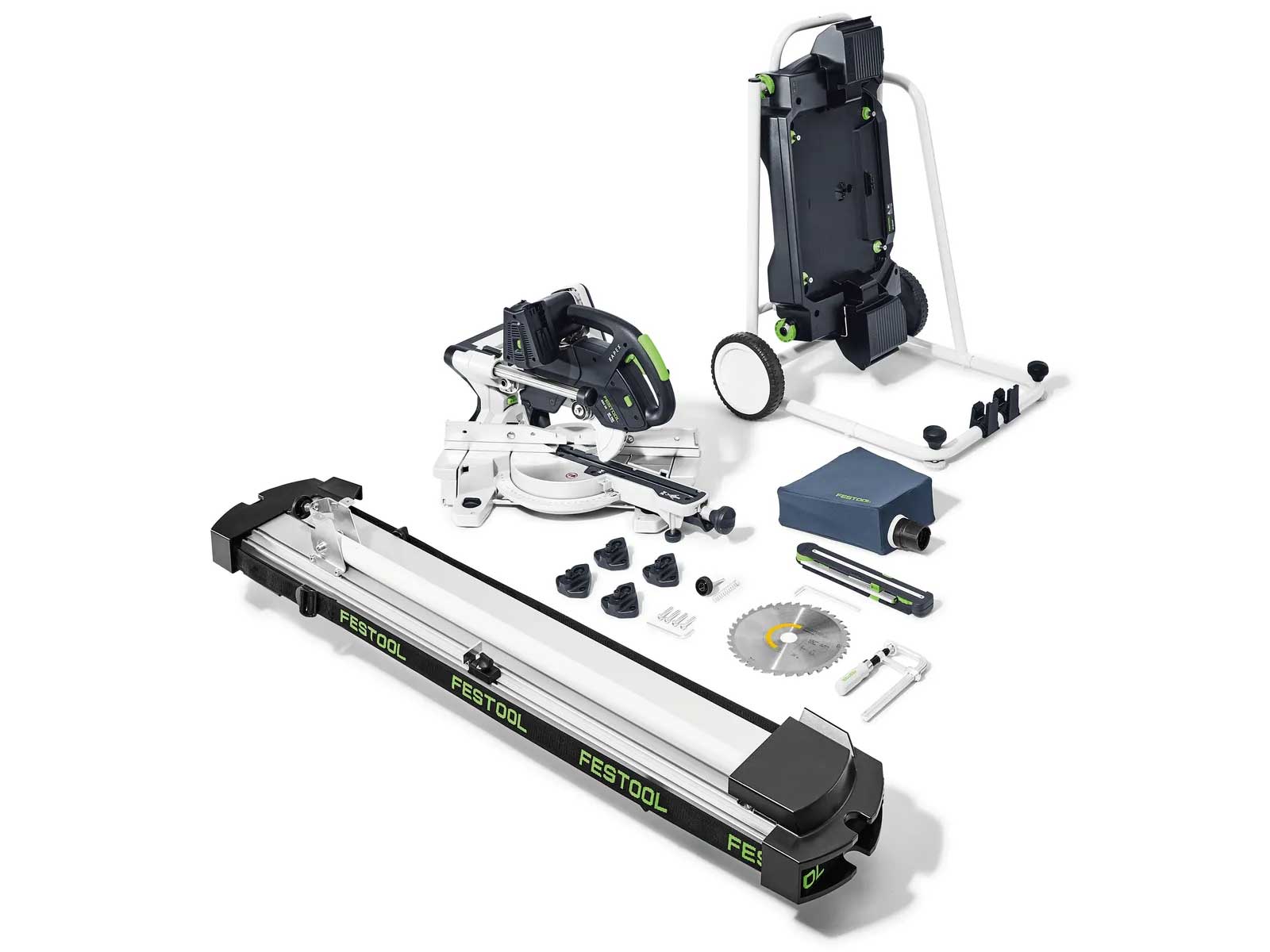 Festool KAPEX KSC 60 EB-Basic-Set-UG kap- och gersåg med stativ och kapanslag.