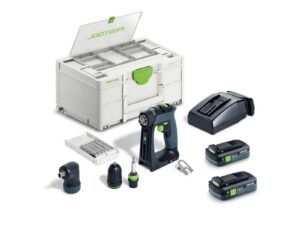 Festool CXS 18 TBX 4,0 I-Set skruvdragare med batterier och tillbehör.