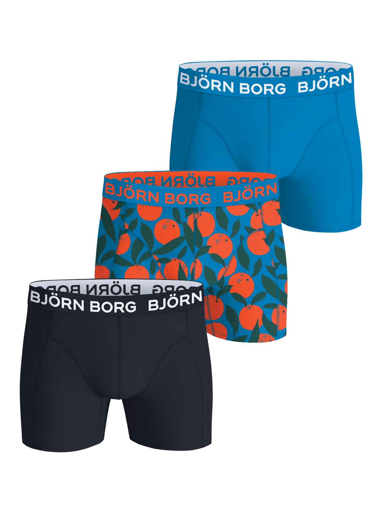 Björn Borg Kalsonger i bomull stretch 3-pack blå orange.
